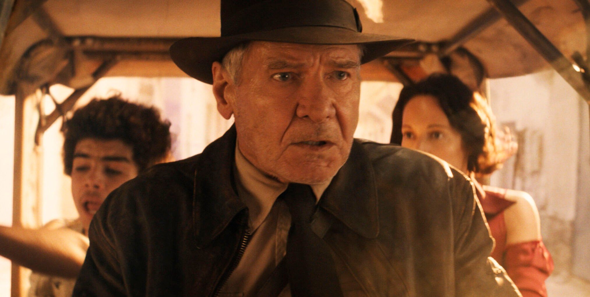 <p>This image released by Lucasfilm shows Ethann Isidore, from left, Harrison Ford and Phoebe Waller-Bridge in a scene from "Indiana Jones and the Dial of Destiny." (Lucasfilm Ltd. via AP)</p>   PHOTO CREDIT: Uncredited - handout one time use, Lucasfilm Ltd.