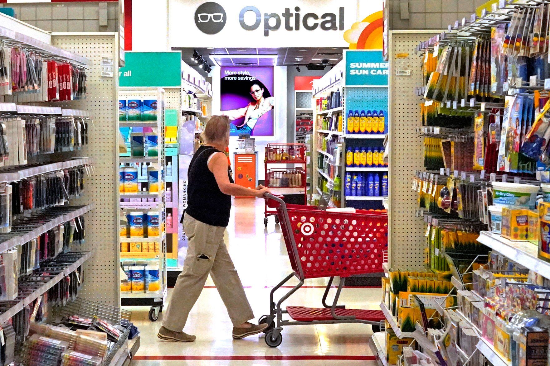<p>A shopper looks down an aisle in a Target store in Upper Saint Clair, Pa., on Friday, July 7, 2023. On Wednesday, the Labor Department reports on U.S. consumer prices for June.(AP Photo/Gene J. Puskar)</p>   PHOTO CREDIT: Gene J. Puskar