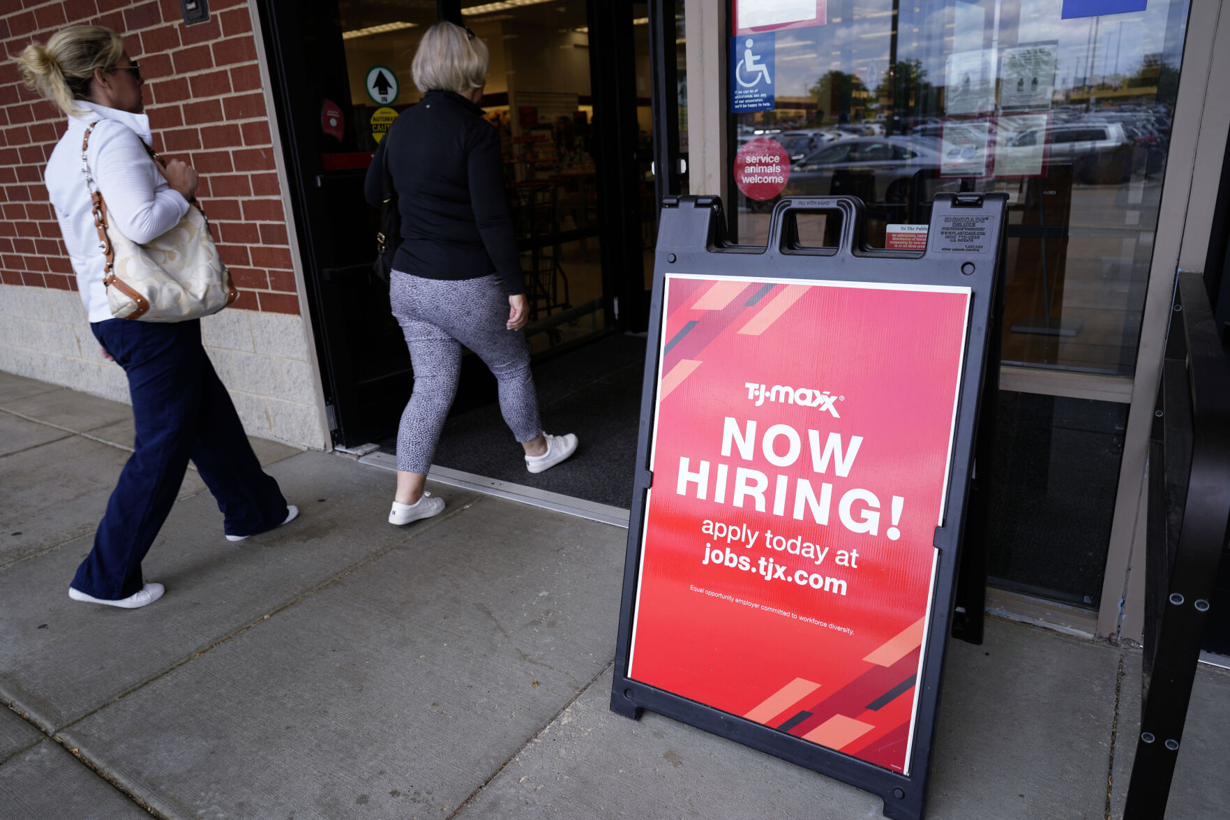 <p>A hiring sign is displayed at a retail store in Vernon Hills, Ill., Monday, June 12, 2023. On Thursday, the Labor Department reports on the number of people who applied for unemployment benefits last week.(AP Photo/Nam Y. Huh)</p>   PHOTO CREDIT: Nam Y. Huh