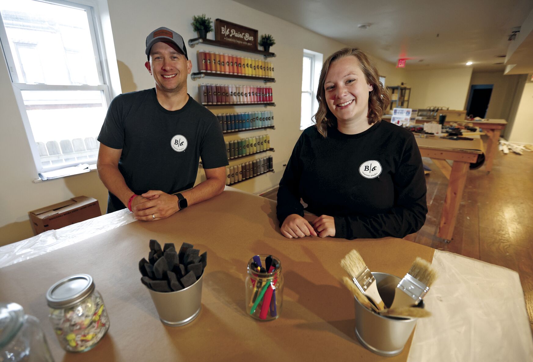 Co-owners Curran and Jen Lane will open Board & Brush Creative Studio in Galena, Ill.    PHOTO CREDIT: JESSICA REILLY