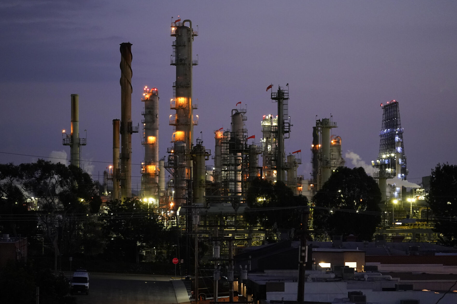 <p>File - The Chevron Products Company El Segundo refinery is seen on Monday, Oct. 23, 2023, in El Segundo, Calif. On Wednesday, the Labor Department releases producer prices data for October. (AP Photo/Ashley Landis, File)</p>   PHOTO CREDIT: Ashley Landis