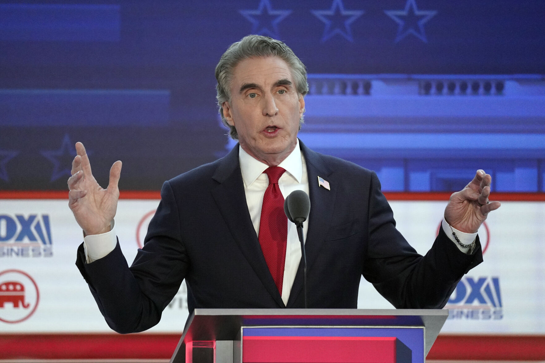 <p>FILE - Republican presidential candidate North Dakota Gov. Doug Burgum speaks during a Republican presidential primary debate hosted by FOX Business Network and Univision, Sept. 27, 2023, at the Ronald Reagan Presidential Library in Simi Valley, Calif. Burger has ended his GOP presidential bid. (AP Photo/Mark J. Terrill, File)</p>   PHOTO CREDIT: Mark J. Terrill 
