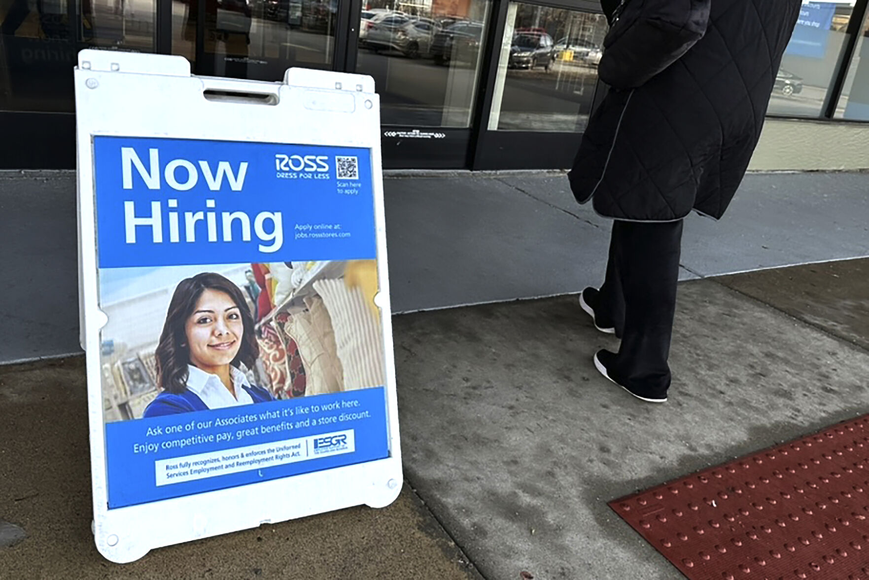 <p>A hiring sign is displayed outside of a retail store in Schaumburg, Ill., Tuesday, Dec.12, 2023. On Thursday, the Labor Department reports on the number of people who applied for unemployment benefits last week. (AP Photo/Nam Y. Huh)</p>   PHOTO CREDIT: Nam Y. Huh 