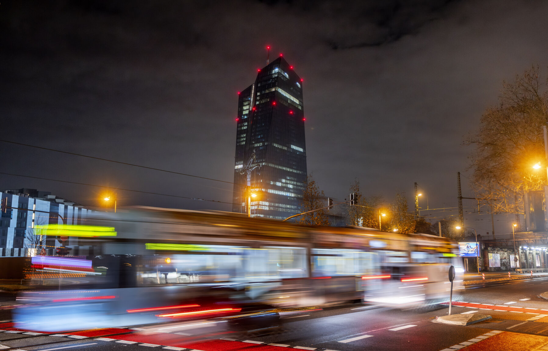 <p>A tram passes the European Central Bank in Frankfurt, Germany, Thursday, Dec. 14, 2023. The U.S. Federal Reserve and most other major central banks spent most of the year deploying their interest-rate weapons against the worst bout of inflation in four decades. (AP Photo/Michael Probst)</p>   PHOTO CREDIT: Michael Probst 