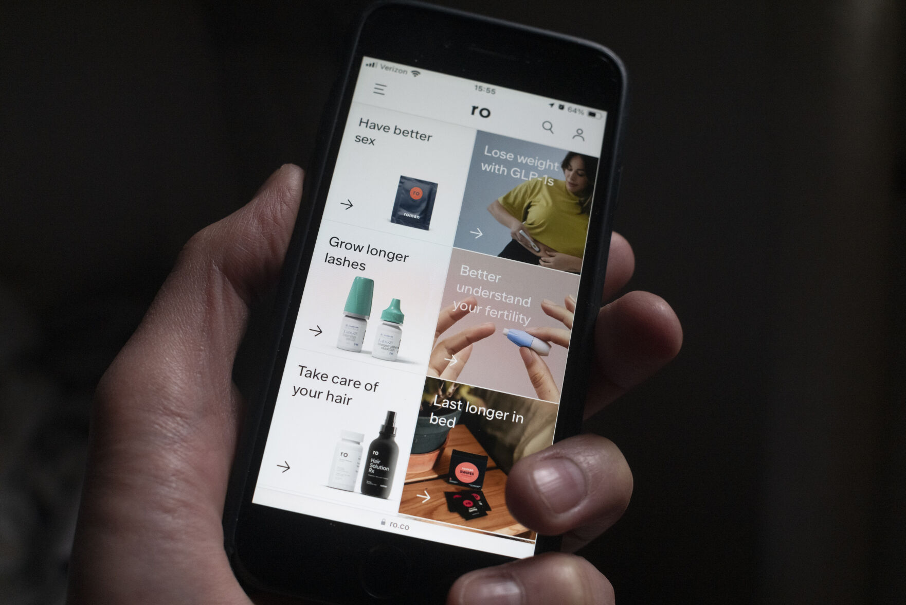 <p>The website for the company Ro is seen on a smartphone in New York on Thursday, Dec. 7, 2023. Online, direct-to-consumer health care has grown well beyond its roots mostly treating hair loss and acne or selling birth control pills. Companies like Hims & Hers and Ro have started weight loss programs. (AP Photo/Patrick Sison)</p>   PHOTO CREDIT: Patrick Sison 