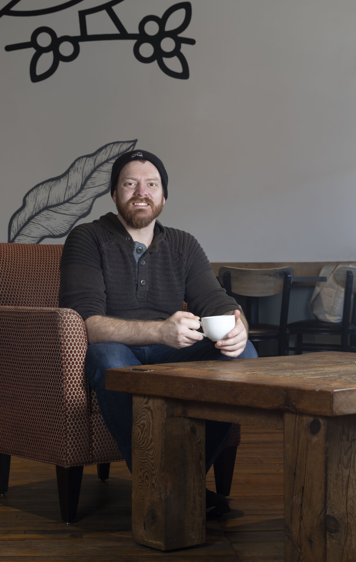 Owner Darin Shireman at Wayfarer Coffee in Dubuque.    PHOTO CREDIT: Stephen Gassman