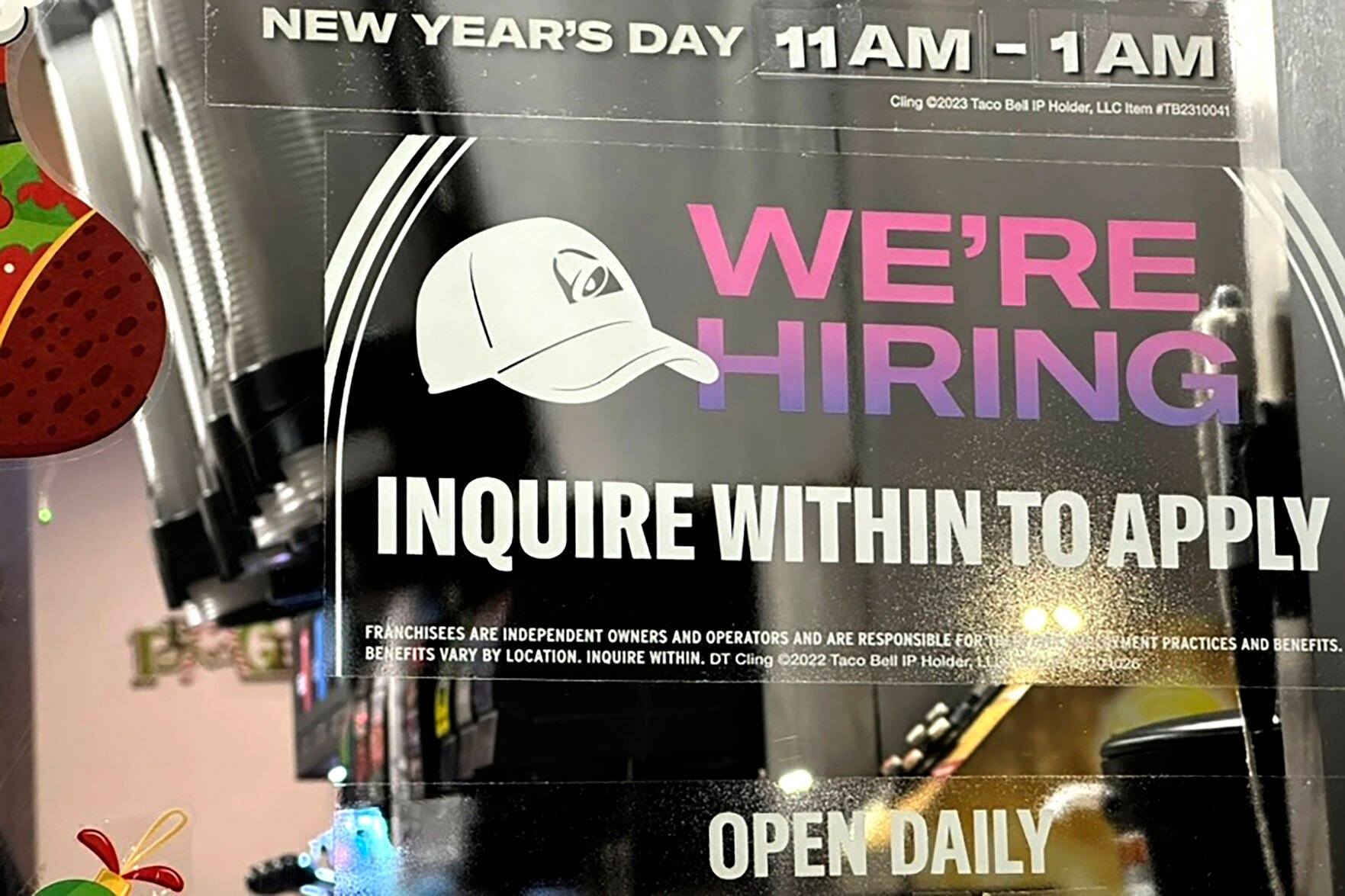 <p>A hiring sign is displayed at a restaurant in Glenview, Ill., Tuesday, Dec.12, 2023. On Thursday, the Labor Department reports on the number of people who applied for unemployment benefits last week. (AP Photo/Nam Y. Huh)</p>   PHOTO CREDIT: Nam Y. Huh 