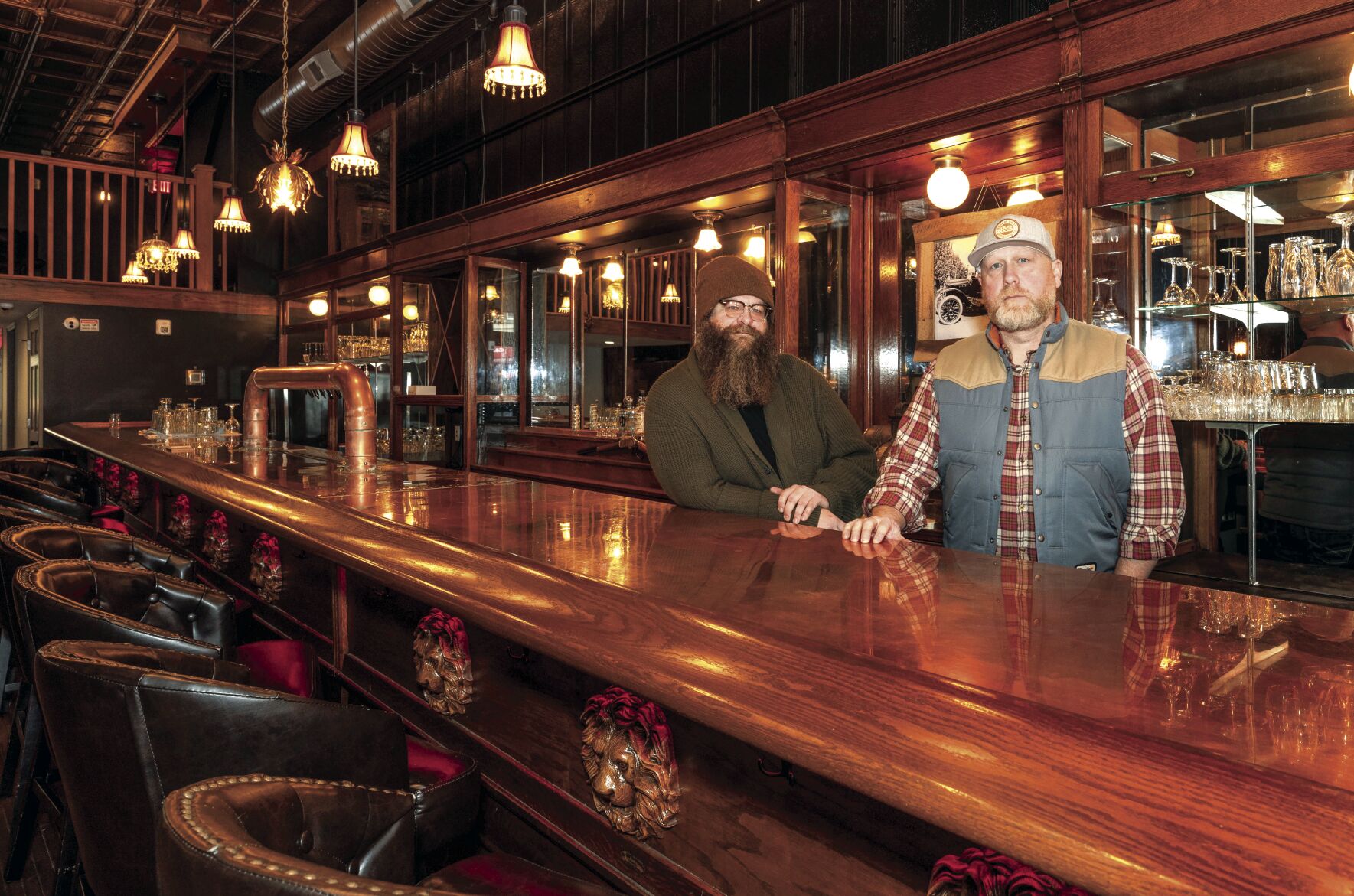 Co-owners Mike (left) and Matt Blaum inside the bar they are remodeling in preparation to open a second location in Galena, Ill. The Main Street business will feature two bars with cocktails, full bottles and food.    PHOTO CREDIT: Stephen Gassman