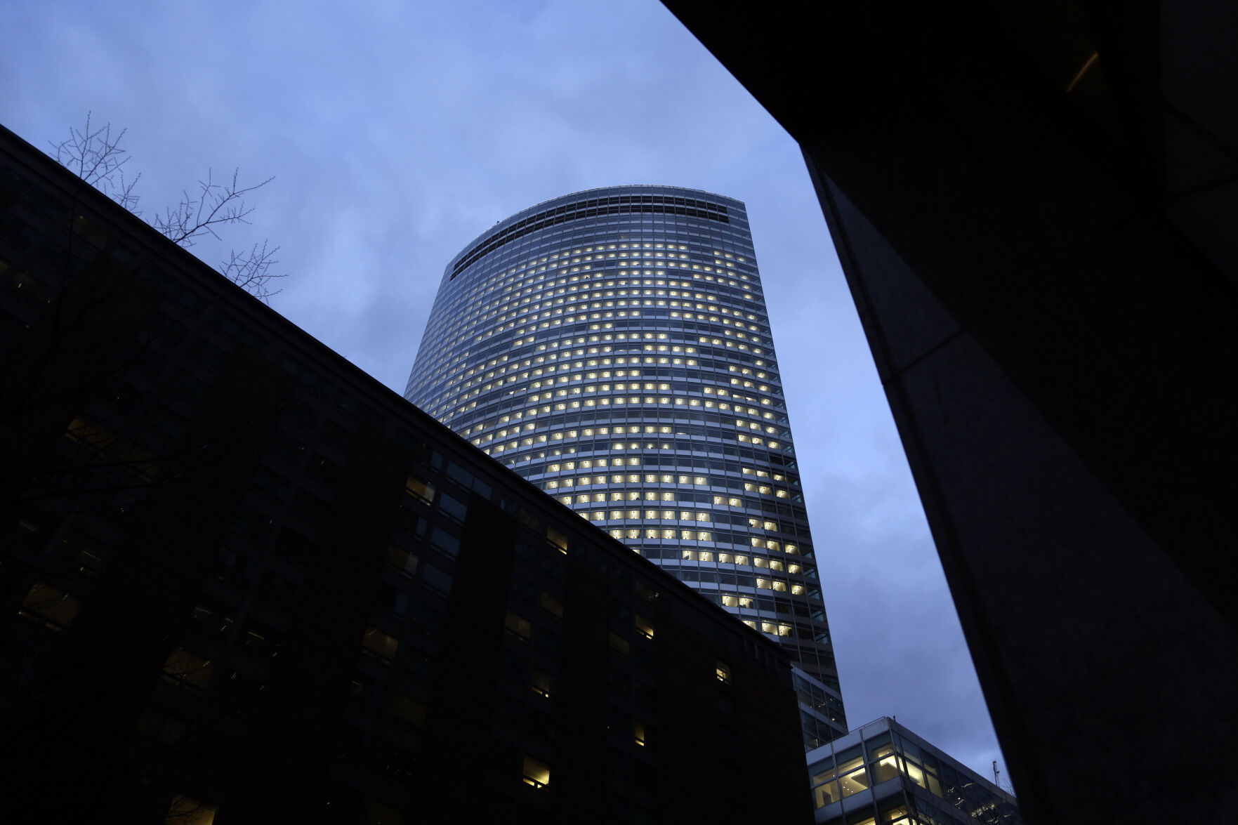 <p>FILE - Lights are on at the world headquarters of Goldman Sachs in New York on Jan. 24, 2023. Goldman Sachs’ profits jumped 51% from a year earlier, the investment banks said Tuesday, helped by the strong returns in the overall market in the last three months of the year. However the storied investment bank closed out a difficult 2023 with its profits down nearly a third from 2022, as the bank wrote off its consumer banking franchise and laid off employees in what the bank has called a turnaround year. (AP Photo/Peter Morgan)</p>   PHOTO CREDIT: Peter Morgan 