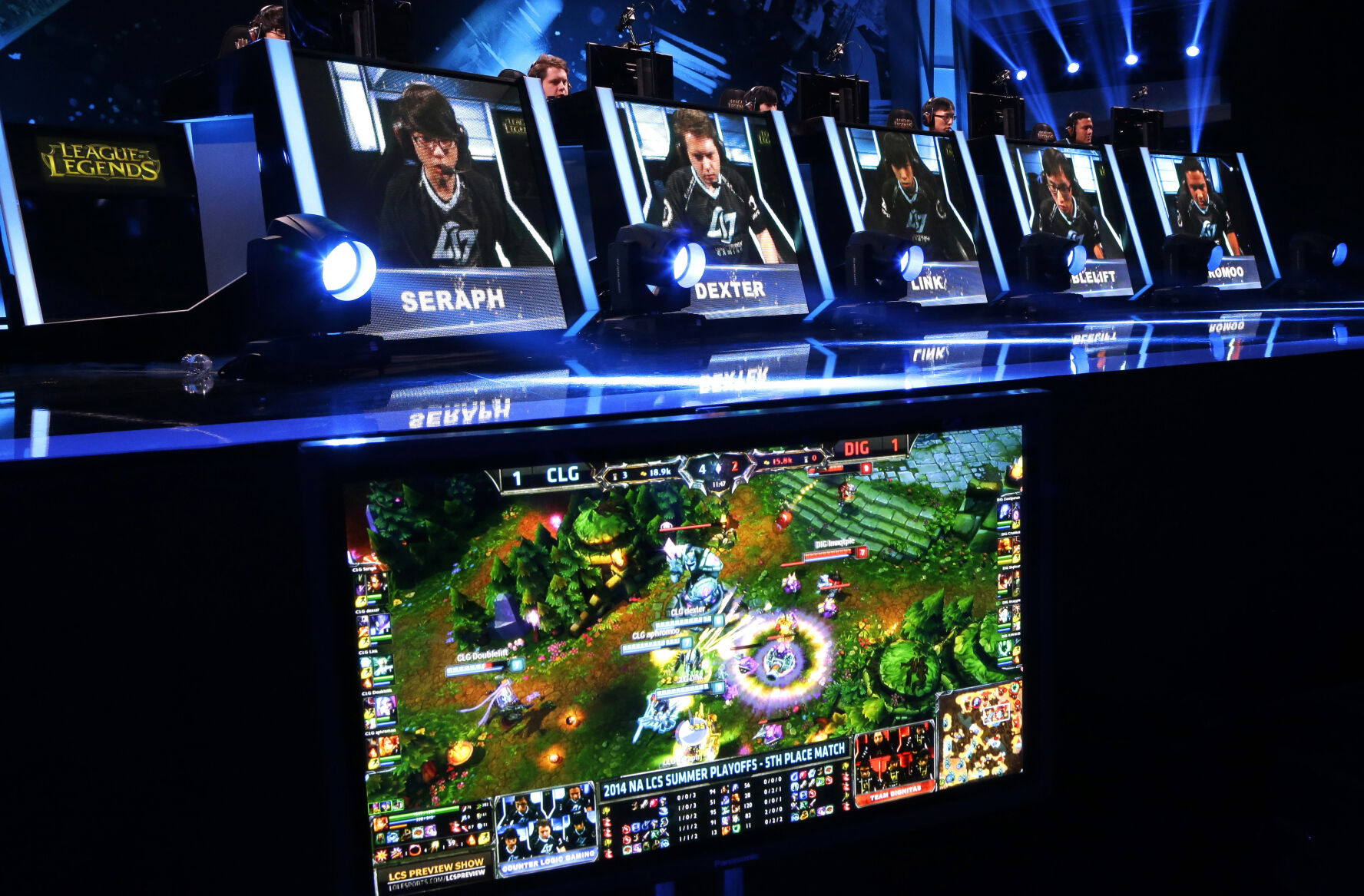 <p>FILE - Competitors play in a "League of Legends" championship series video game competition at the Penny Arcade Expo, a fan-centric celebration of gaming, in Seattle on Aug. 29, 2014. Riot Games, the developer of the popular “League of Legends” multiplayer game is joining other tech companies that have been trimming their payrolls with a layoff of 11% of its staff, announced Monday, Jan. 22, 2024. (AP Photo/Ted S. Warren, File)</p>   PHOTO CREDIT: Ted S. Warren 