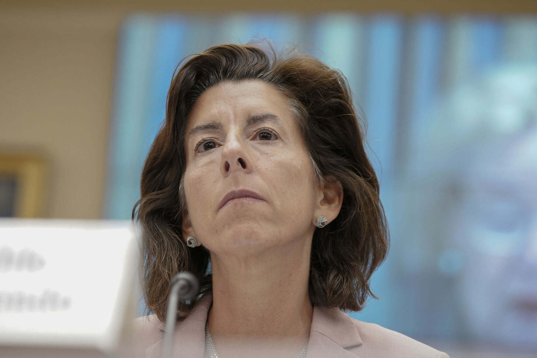 <p>FILE - Commerce Secretary Gina Raimondo listens during a House Committee on Science, Space, and Technology hearing on Capitol Hill Sept. 19, 2023, in Washington. (AP Photo/Mariam Zuhaib, File)</p>   PHOTO CREDIT: Mariam Zuhaib 