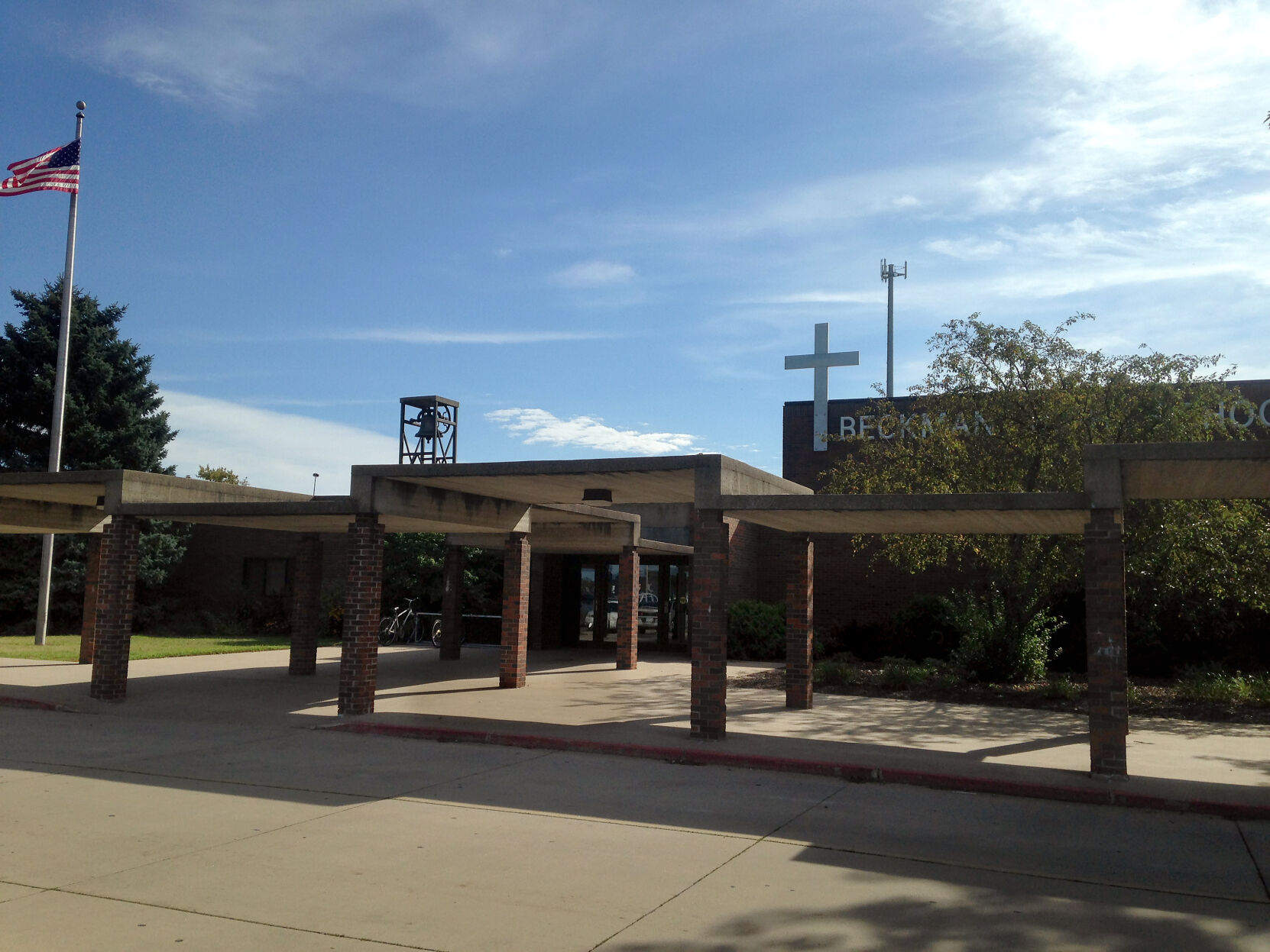 The entrance of Beckman Catholic High School, in Dyersville, Iowa.    PHOTO CREDIT: TH file
