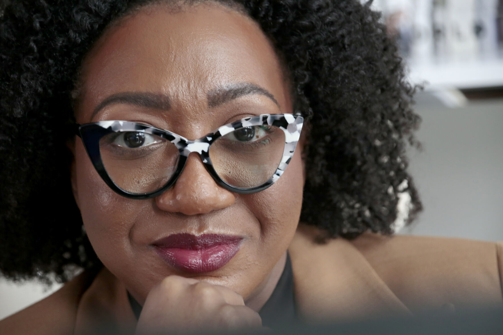 <p>Chantel Adams, a senior marketing executive, poses in her home office Thursday, March 7, 2024, in Durham, N.C. Adams says she isn’t surprised that the gender pay gap persists even among men and women with the same level and quality of education, or that the gap is wider for Black and Hispanic women.(AP Photo/Chris Seward)</p>   PHOTO CREDIT: Chris Seward - freelancer, ASSOCIATED PRESS