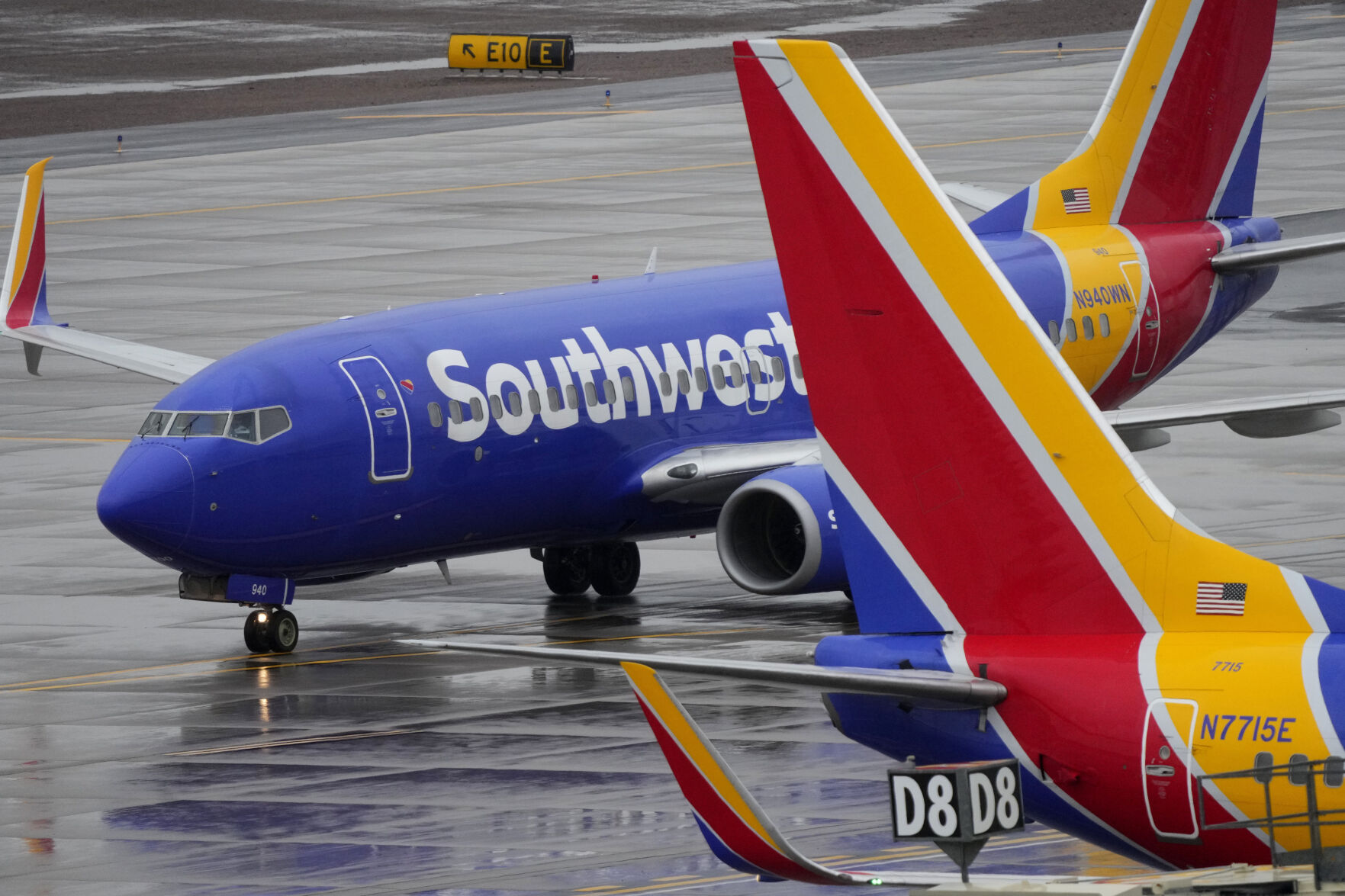 <p>FILE - A Southwest Airlines jet arrives at Sky Harbor International Airport in Phoenix on Dec. 28, 2022. Shares of Southwest are falling in Tuesday, March 12, 2024, premarket trading as the airline said that it plans to reduce capacity and reevaluate its full-year financial outlook because of fewer expected aircraft deliveries from it supplier, Boeing. (AP Photo/Matt York, File)</p>   PHOTO CREDIT: Matt York - staff, ASSOCIATED PRESS