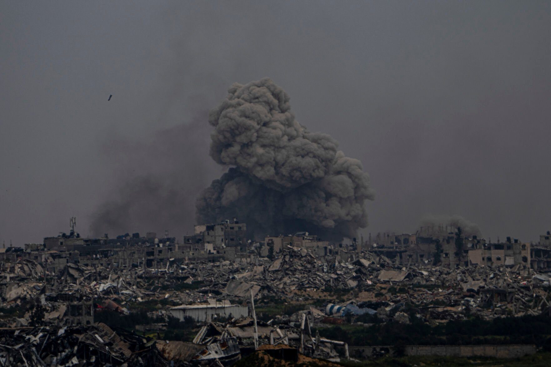 <p>Smoke and explosions rise inside the Gaza Strip, as seen from southern Israel, Sunday, Sunday, March 17, 2024. (AP Photo/Ariel Schalit)</p>   PHOTO CREDIT: Ariel Schalit