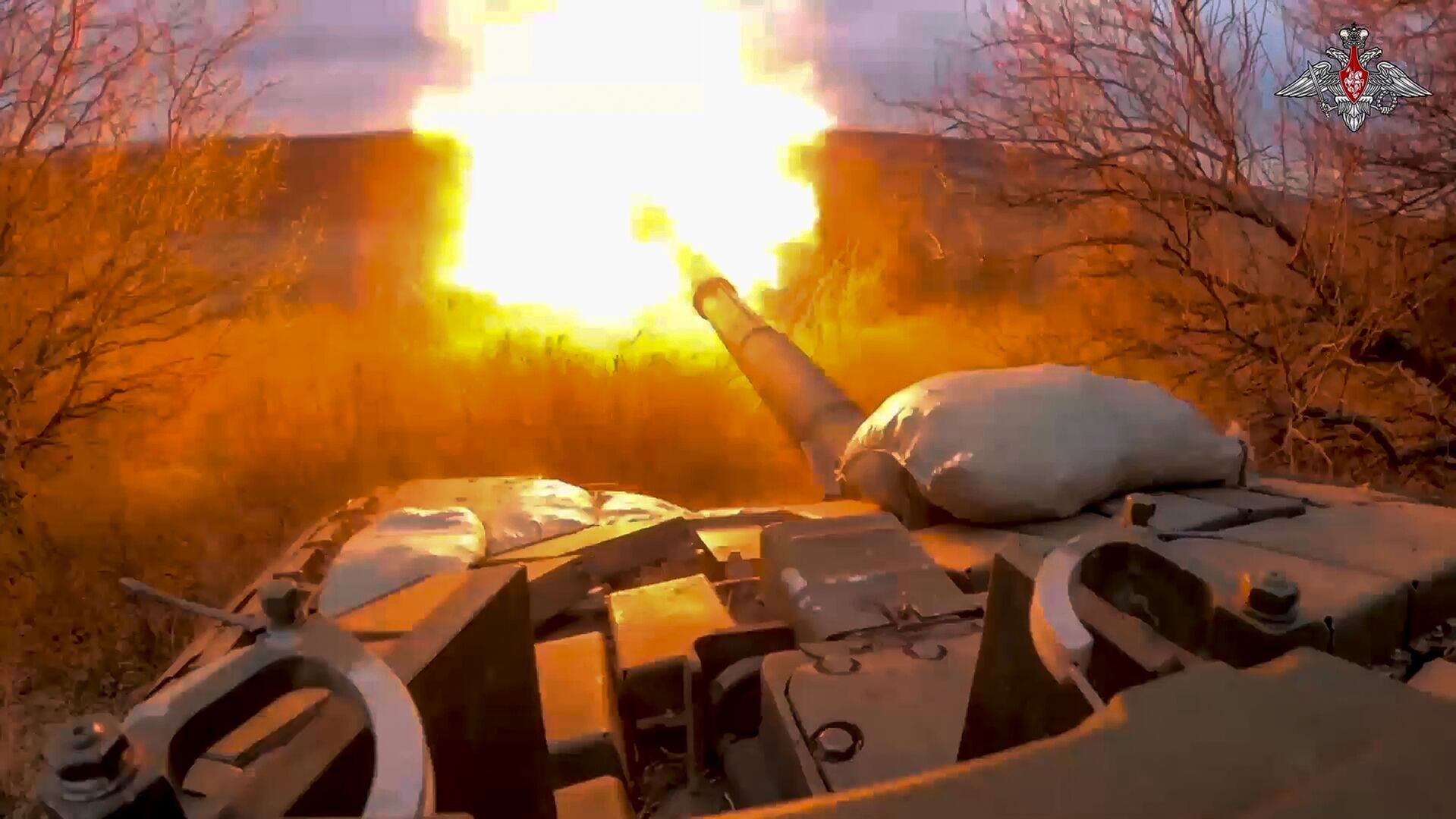 <p>FILE - In this photo released by the Russian Defense Ministry on March 19, 2024, a Russian tank fires at Ukrainian troops from a position near the border with Ukraine in Russia’s Belgorod region. (Russian Defense Ministry Press Service via AP, File)</p>   PHOTO CREDIT: Russian Defense Ministry Press Service via AP
