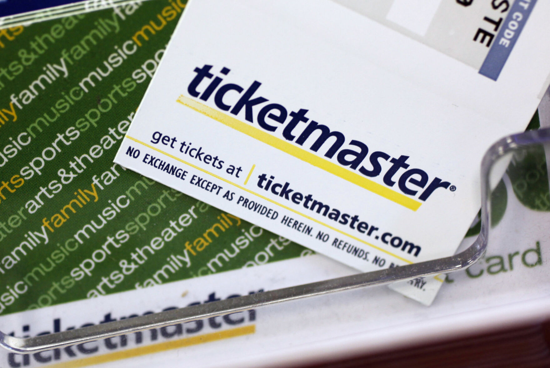 <p>FILE - Ticketmaster tickets and gift cards are shown at a box office in San Jose, Calif., May 11, 2009. The Justice Department has filed a sweeping antitrust lawsuit against Ticketmaster and its parent company, Live Nation Entertainment, accusing the companies of running an illegal monopoly over live events in America and squelching competition. (AP Photo/Paul Sakuma, File)</p>   PHOTO CREDIT: Paul Sakuma 