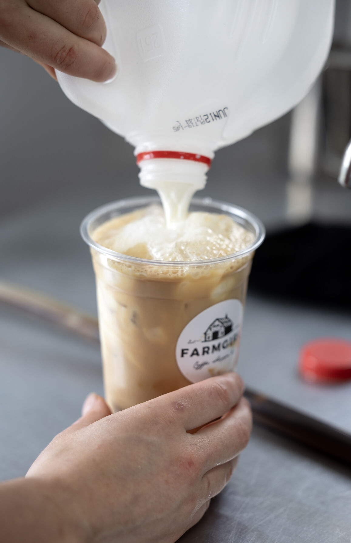 FarmGirl Coffee Shoppe owner Tabitha Vosberg prepares a coffee at her coffee truck in Kieler, Wis., on Monday, June 3, 2024.    PHOTO CREDIT: Stephen Gassman