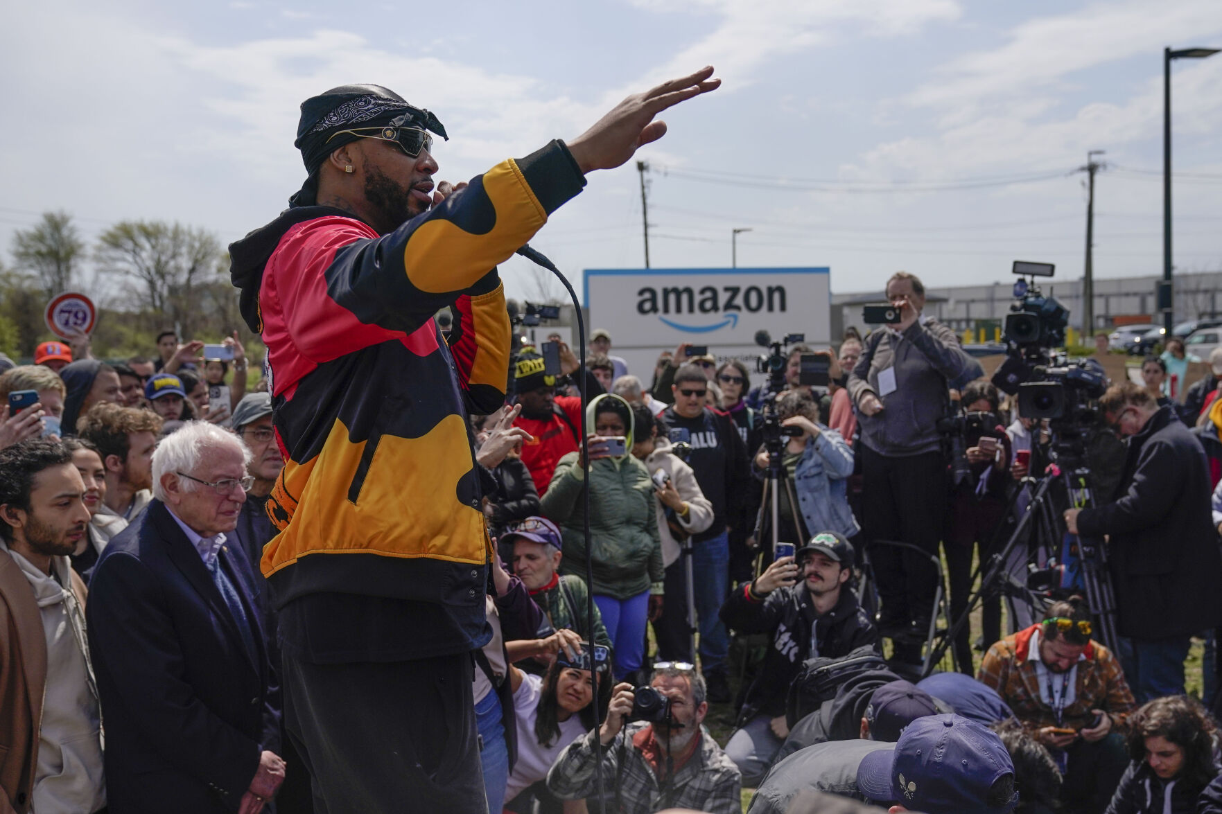 <p>FILE - Chris Smalls, president of the Amazon Labor Union, speaks at a rally outside an Amazon warehouse on Staten Island in New York, April 24, 2022. The Amazon Labor Union, a grassroots labor group that won a major victory at an Amazon warehouse two years ago, has agreed to affiliate with the Teamsters union, announced Tuesday, June 4, 2024, a move that’s bound to inject new energy into the struggling organization. (AP Photo/Seth Wenig, File)</p>   PHOTO CREDIT: Seth Wenig - staff, ASSOCIATED PRESS