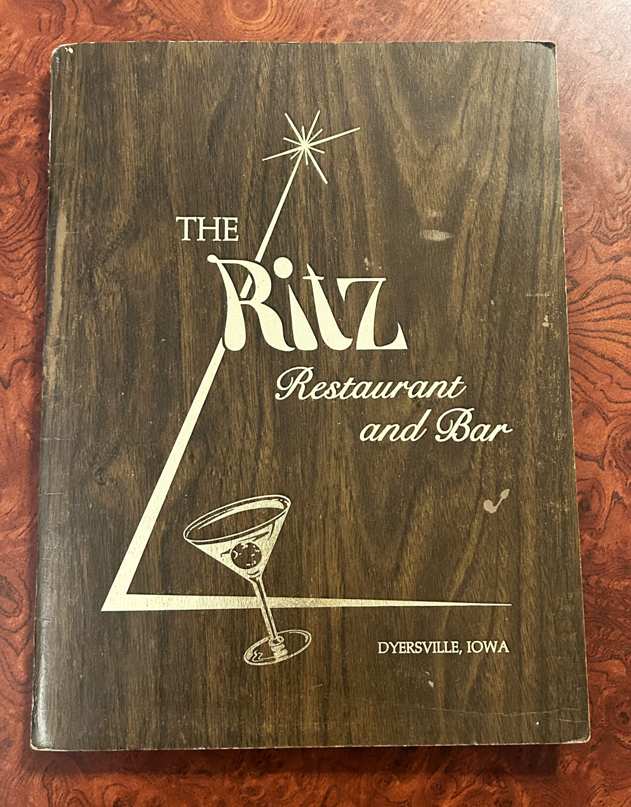 A menu of The Ritz from the 1970s is shown at the restaurant in Dyersville, Iowa.    PHOTO CREDIT: Erik Hogstrom Telegraph Herald
