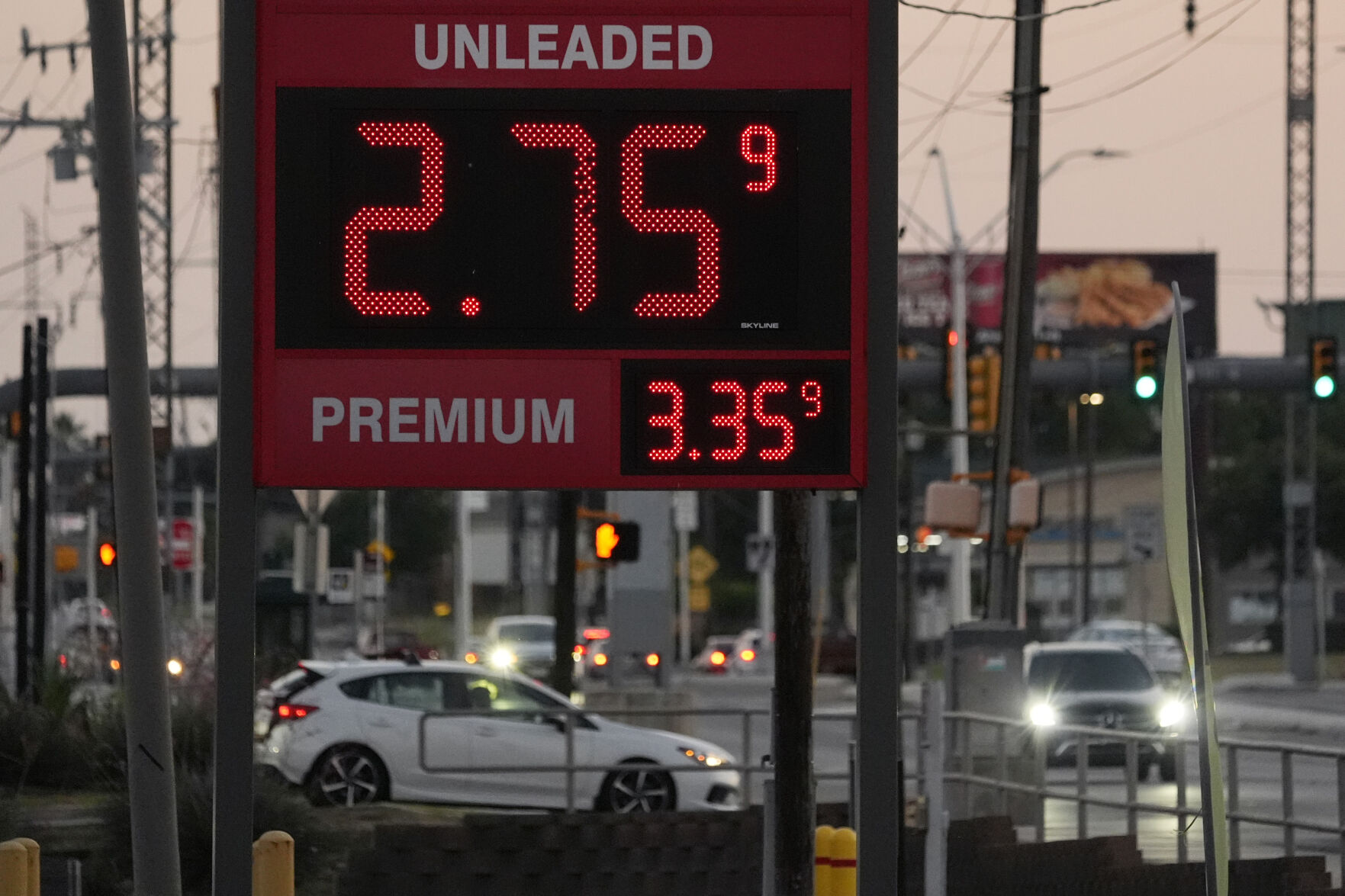 <p>Motorist pass posted gas prices, Monday, June 10, 2024, in San Antonio. Gas prices are once again on the decline across the U.S., bringing some relief to drivers now paying a little less to fill up their tanks. (AP Photo/Eric Gay)</p>   PHOTO CREDIT: Eric Gay 