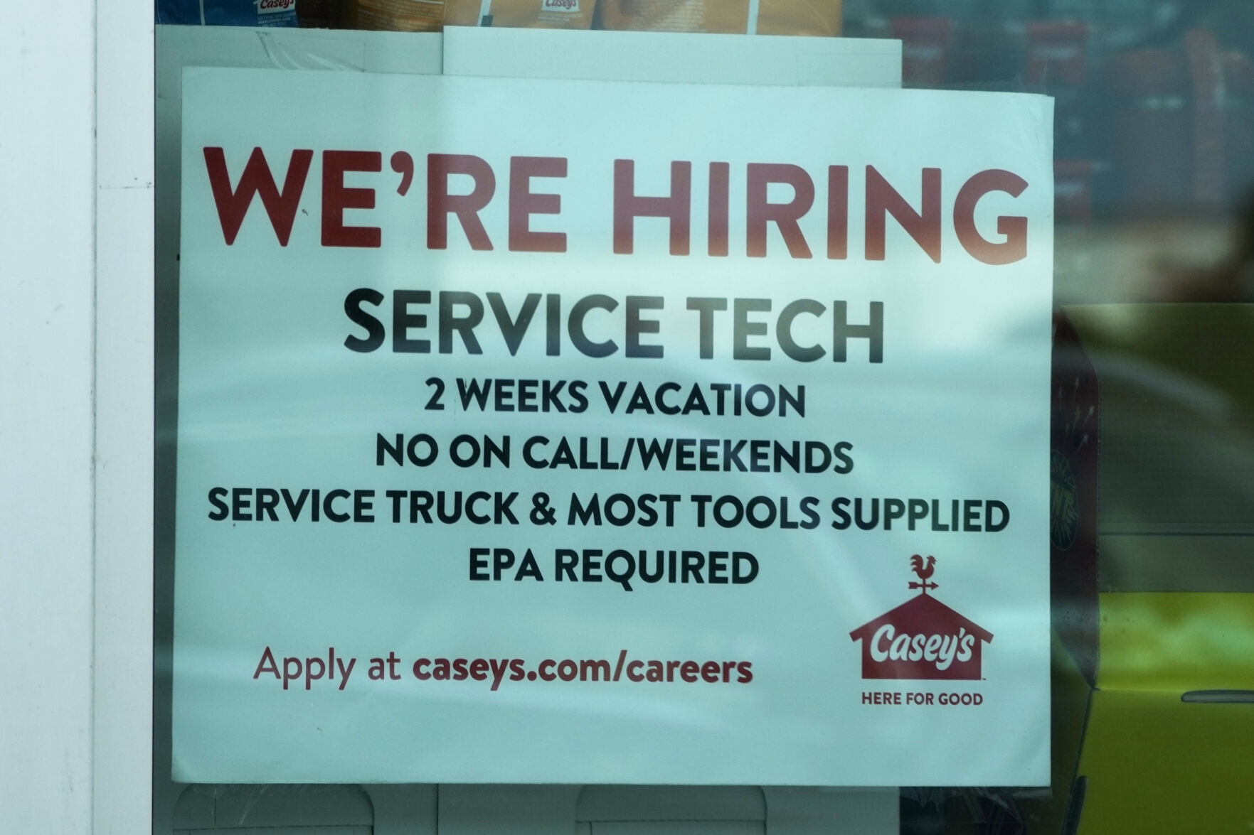 <p>A hiring sign is displayed at a gas station in Vernon Hills, Ill., Monday, June 3, 2024. On Thursday, June 13, 2024, the Labor Department reports on the number of people who applied for unemployment benefits last week. (AP Photo/Nam Y. Huh)</p>   PHOTO CREDIT: Nam Y. Huh