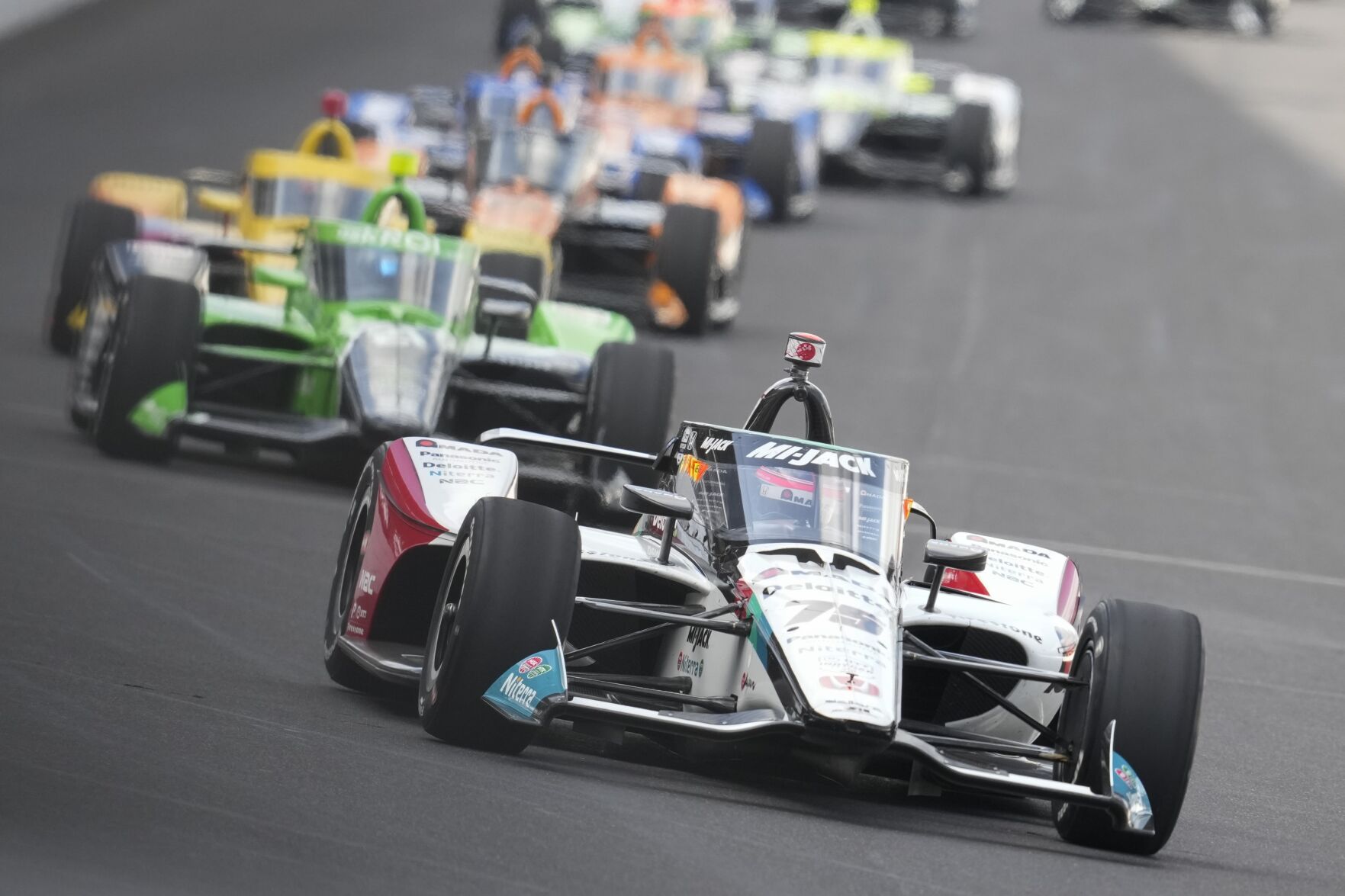 <p>Takuma Sato, of Japan, drives during the Indianapolis 500 auto race at Indianapolis Motor Speedway, Sunday, May 26, 2024, in Indianapolis. (AP Photo/Darron Cummings)</p>   PHOTO CREDIT: Darron Cummings 