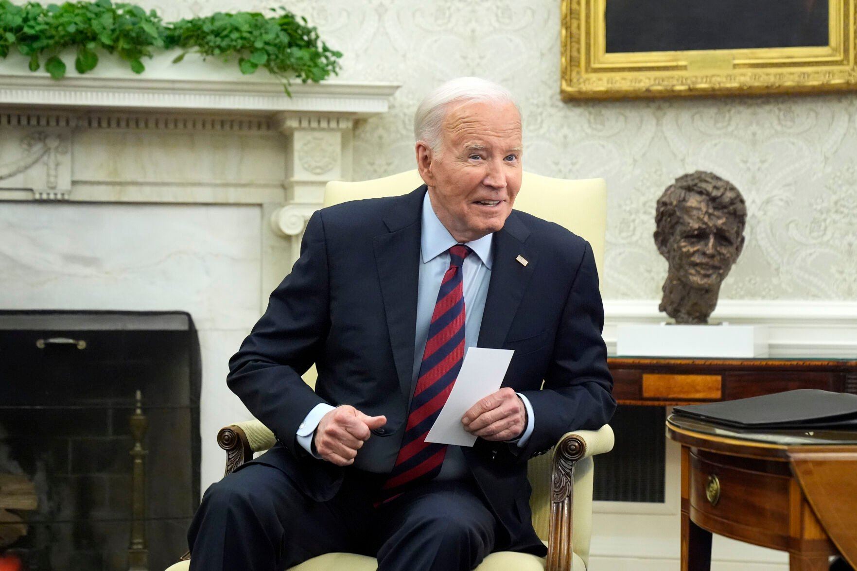 <p>President Joe Biden listens as he meets with NATO Secretary General Jens Stoltenberg in the Oval Office at the White House, Monday, June 17, 2024. (AP Photo/Mark Schiefelbein)</p>   PHOTO CREDIT: Mark Schiefelbein 