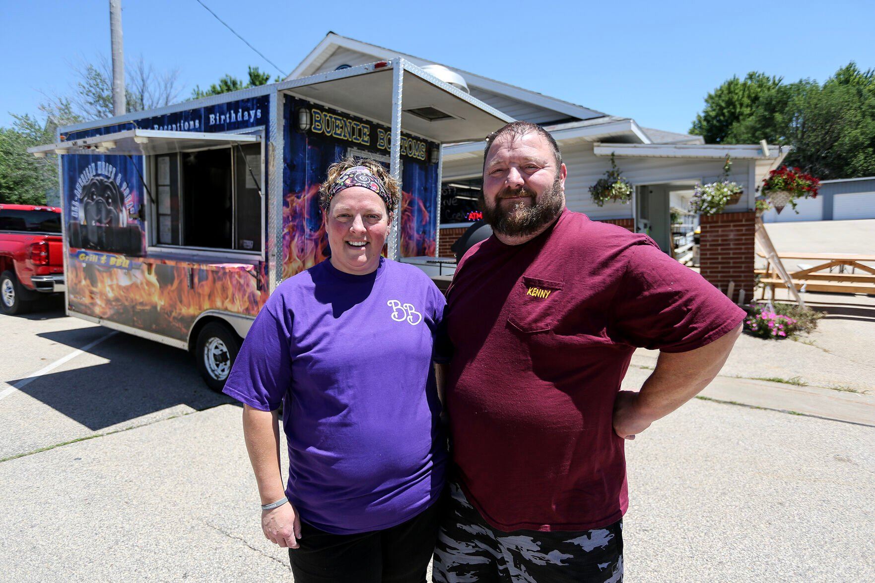 Erin Potter and her husband, Kenny, of Holy Cross, Iowa, own the Buenie Bottoms food truck.    PHOTO CREDIT: Dave Kettering Telegraph Herald