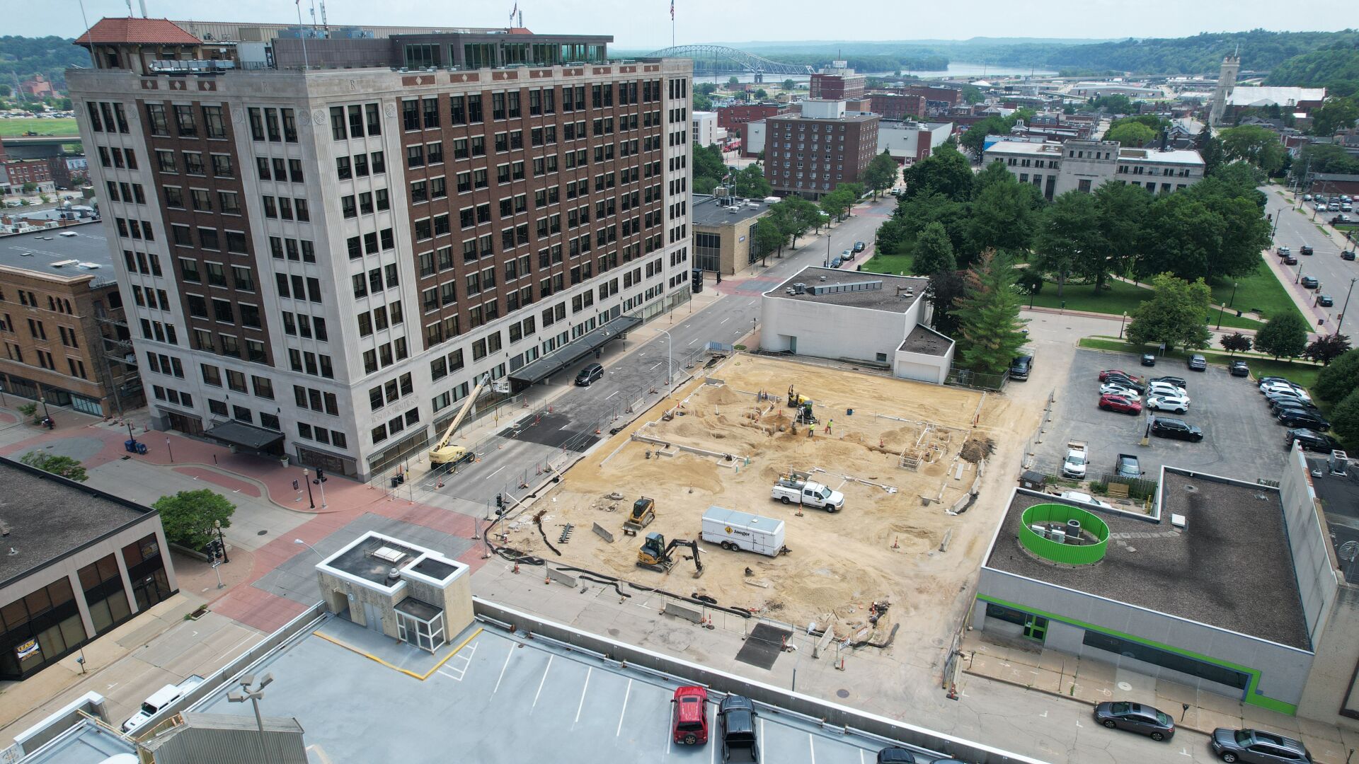 Construction work continues Wednesday on the Cottingham & Butler child care center in Dubuque.    PHOTO CREDIT: Dave Kettering