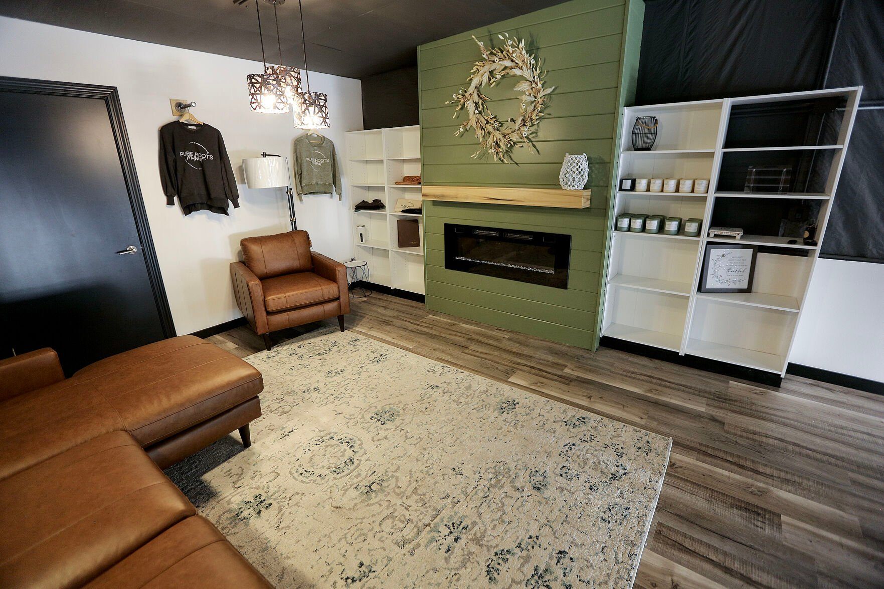 The loft area at Pure Roots Salon gives clients and stylists a place to relax during their down time.    PHOTO CREDIT: Dave Kettering