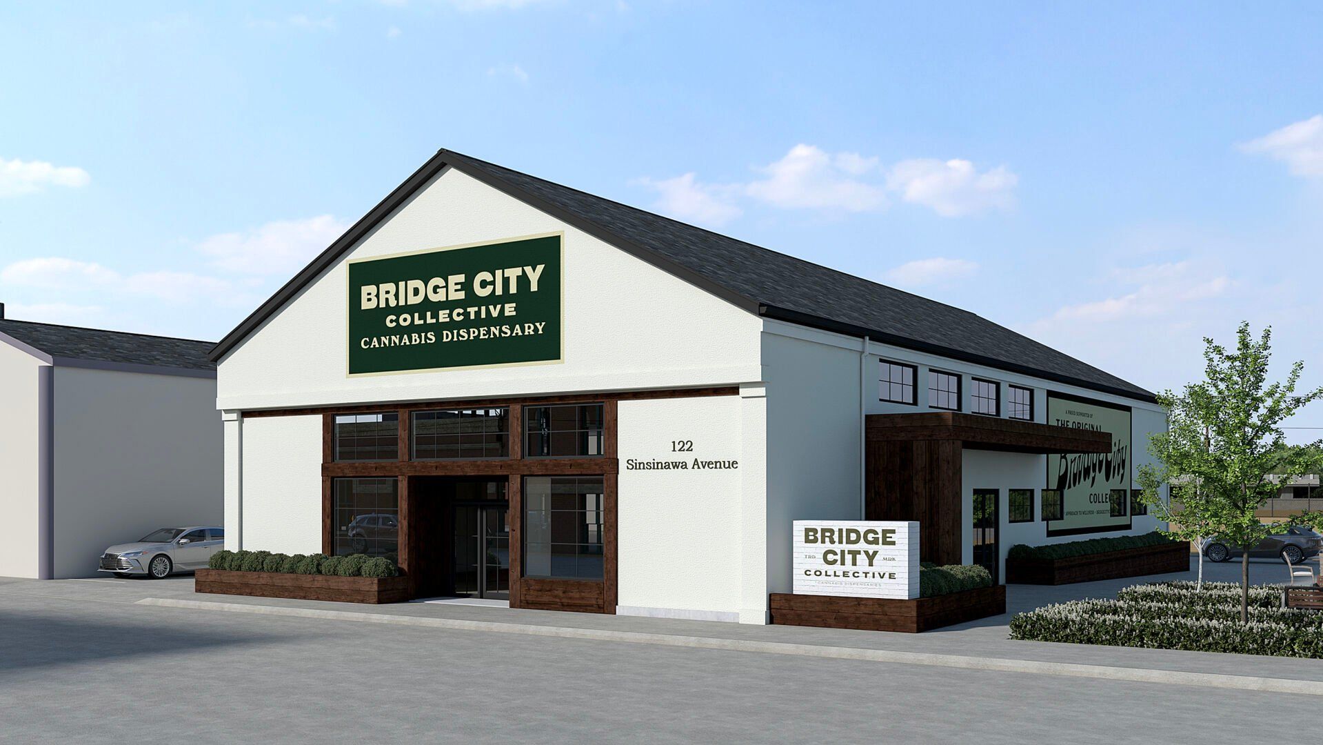 Rendering of Bridge City Collective Cannabis Dispensary, which is set to open in downtown East Dubuque in early 2025.    PHOTO CREDIT: Contributed