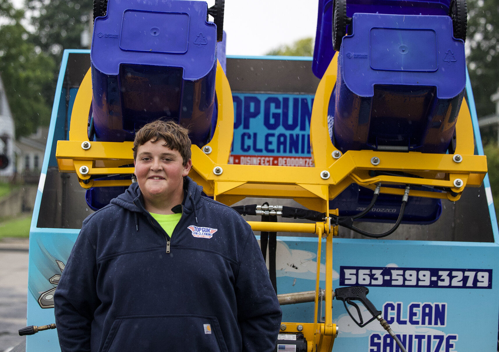 Bodee Pitts runs Top Gun Can Cleaning with his brother, Ashton.    PHOTO CREDIT: Sophia Bitter Telegraph Herald