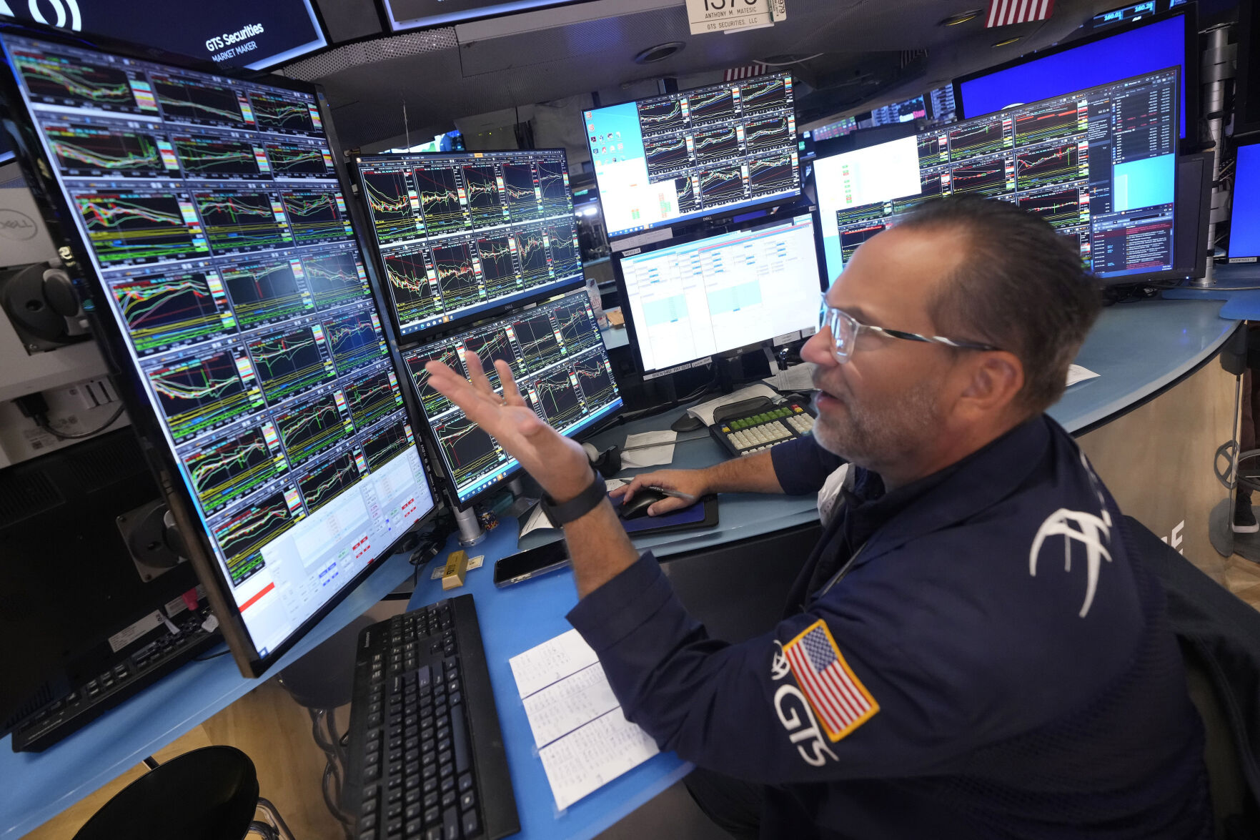 <p>FILE - Specialist Anthony Matesic works on the floor of the New York Stock Exchange, on July 22, 2024. World stocks started of with gains July 29, 2024 ahead of central bank policy meetings in the United States and Japan, after a broad rally on Wall Street that capped a tumultuous week. (AP Photo/Richard Drew, File)</p>   PHOTO CREDIT: Richard Drew - staff, ASSOCIATED PRESS