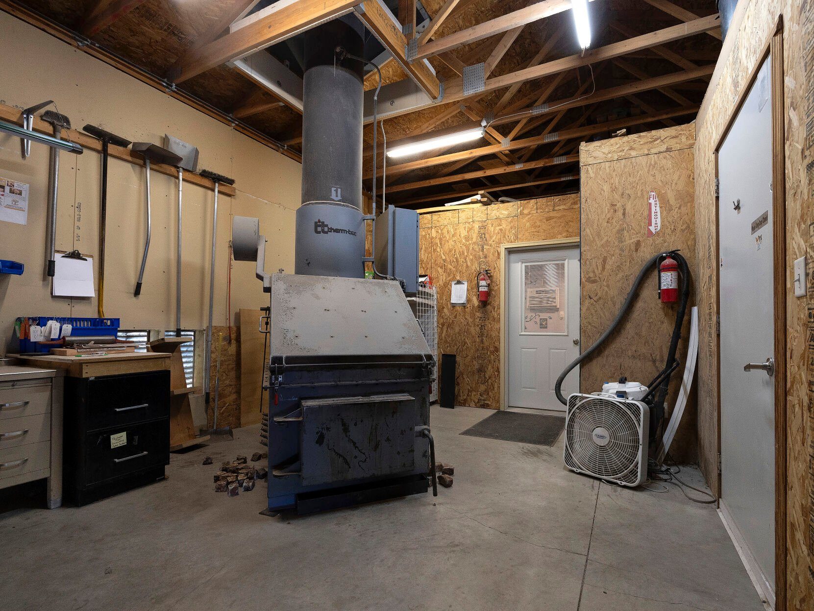 The cremation room at S&S Pet Cremation in Centralia, Iowa.    PHOTO CREDIT: Stephen Gassman/Telegraph Herald