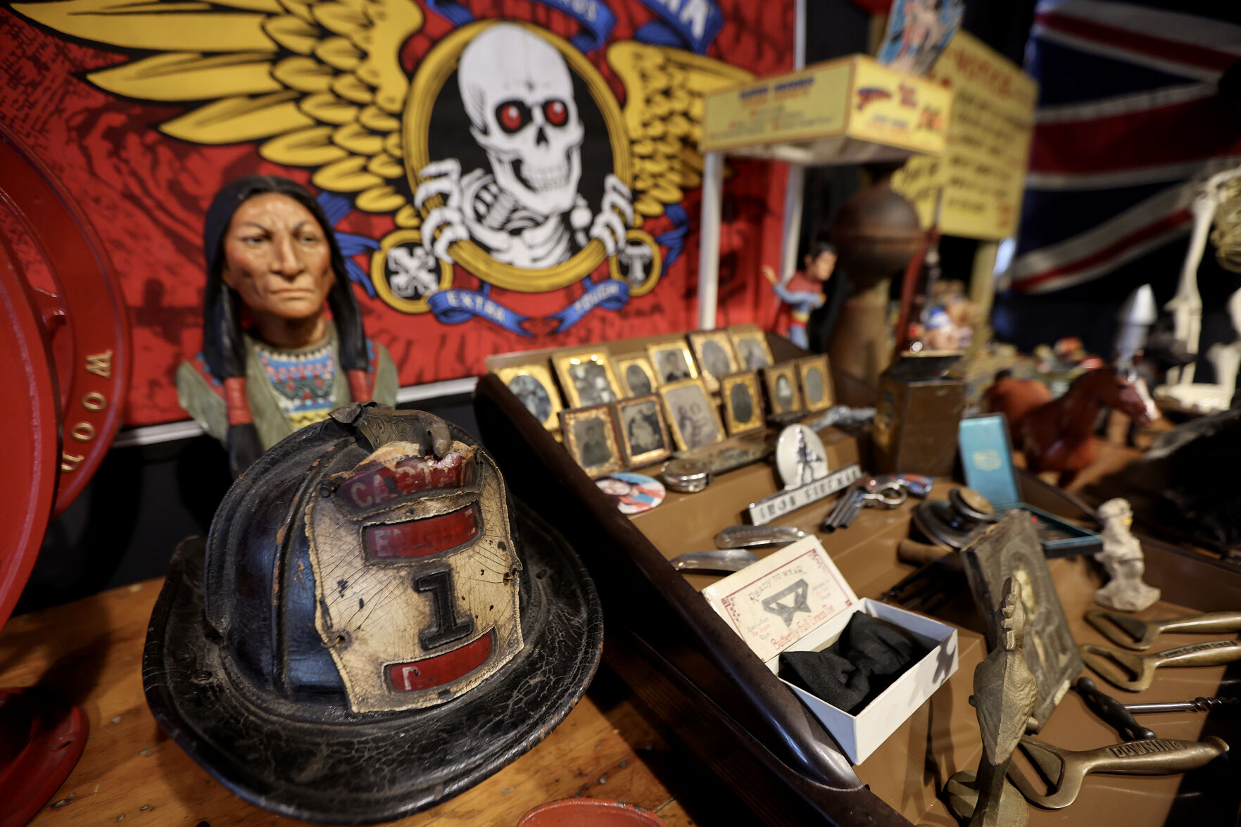 Just a few of the antique collectables at White Rooster Antiques in Galena, Ill., on Thursday, Aug. 15, 2024.    PHOTO CREDIT: Dave Kettering