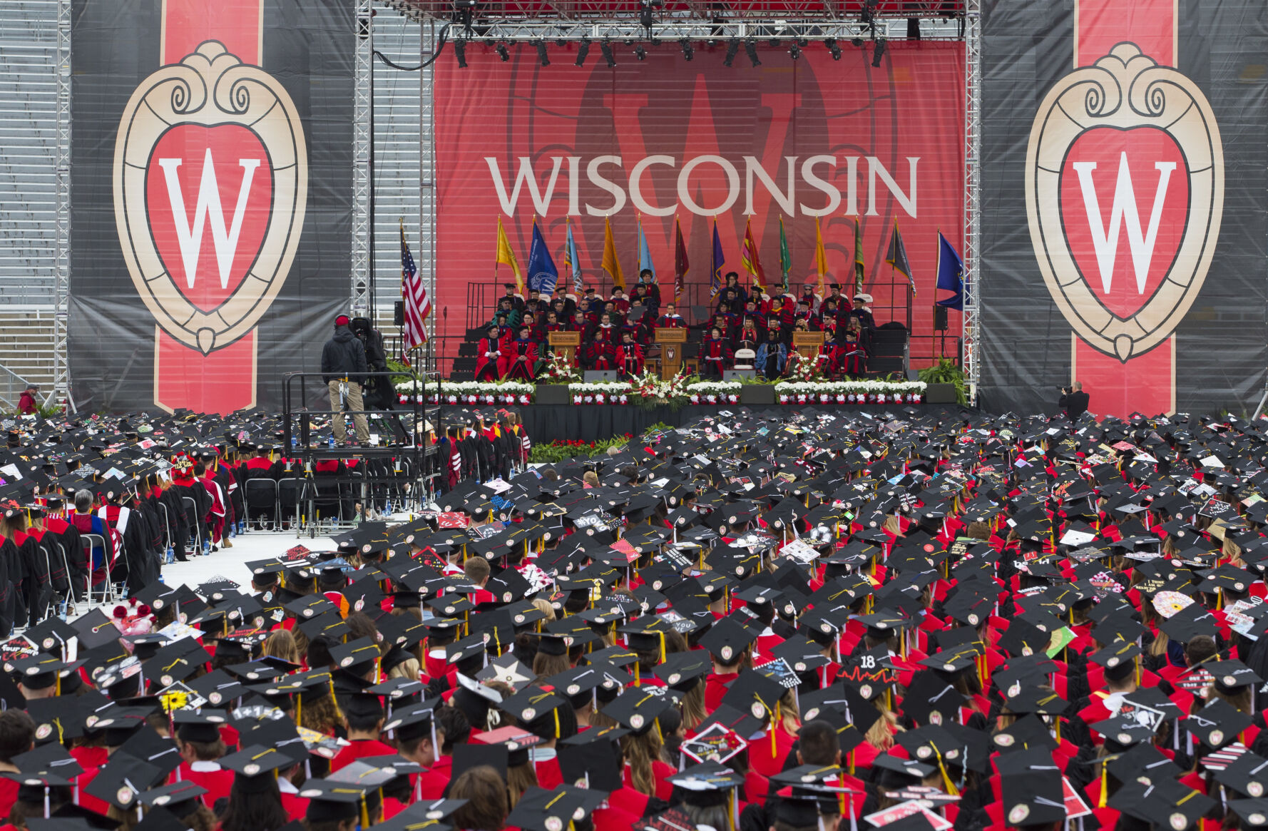 <p>FILE - David Muir of ABC News gives the commencement address during graduation at the University of Wisconsin in Madison, Wis., May 12, 2018. (AP Photo/Jon Elswick, File)</p>   PHOTO CREDIT: Jon Elswick