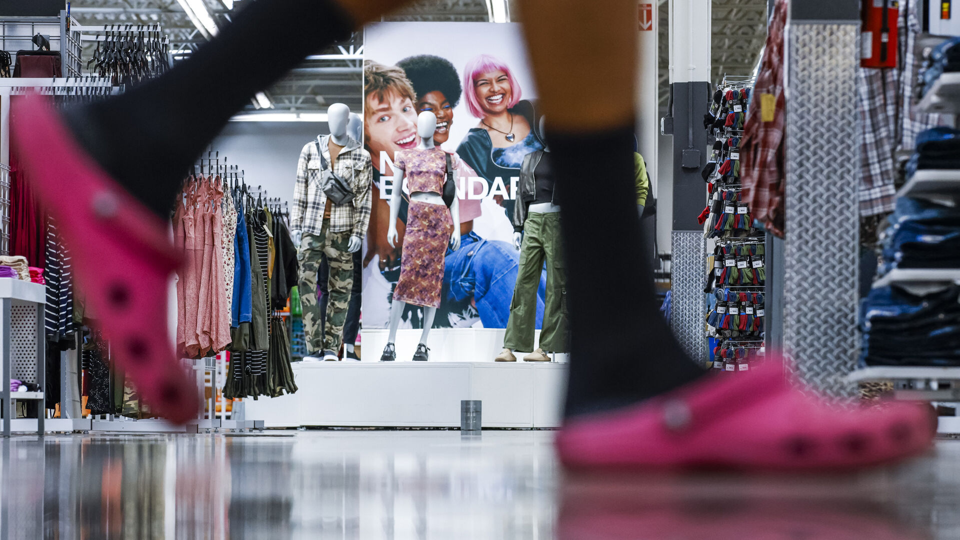 <p>FILE - A customer walks by No Boundaries merchandise at a Walmart Superstore in Secaucus, New Jersey, July 11, 2024. (AP Photo/Eduardo Munoz Alvarez, File)</p>   PHOTO CREDIT: Eduardo Munoz Alvarez 