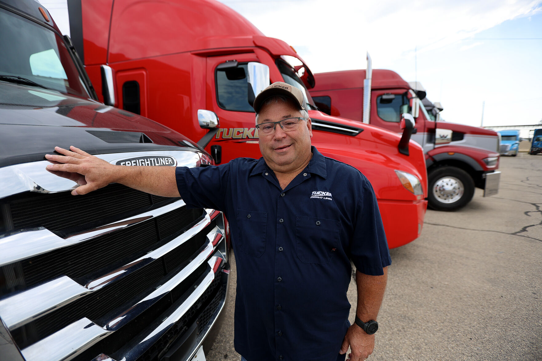 Bob Schmitt is a dispatcher for Tucker Freight Lines in Dubuque.    PHOTO CREDIT: Dave Kettering Telegraph Herald