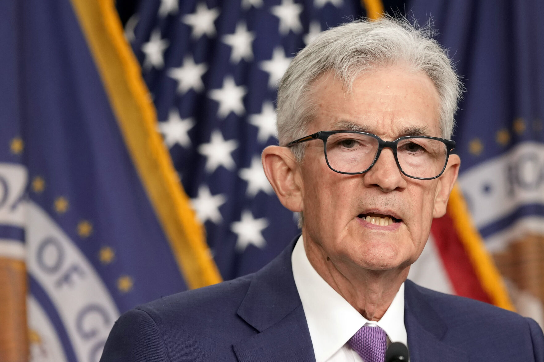 <p>FILE - Federal Reserve Chair Jerome Powell speaks during a news conference at the Federal Reserve in Washington, May 1, 2024. (AP Photo/Susan Walsh, File)</p>   PHOTO CREDIT: Susan Walsh 