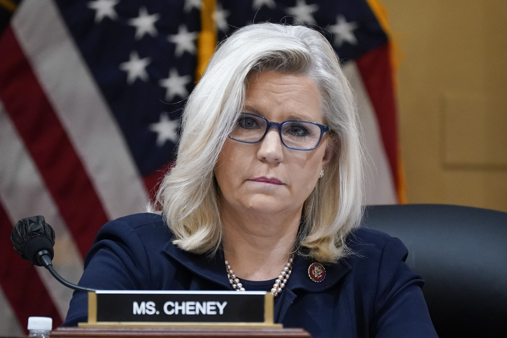 <p>FILE - Rep. Liz Cheney, R-Wyo., listens as the House select committee investigating the Jan. 6 attack on the U.S. Capitol holds a hearing at the Capitol in Washington, June 28, 2022. (AP Photo/J. Scott Applewhite, File)</p>   PHOTO CREDIT: J. Scott Applewhite