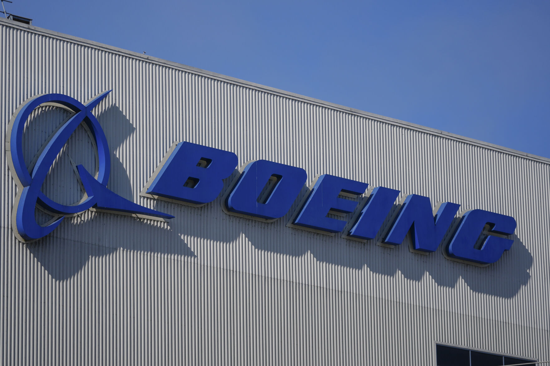 FILE - The Boeing logo is displayed at the company