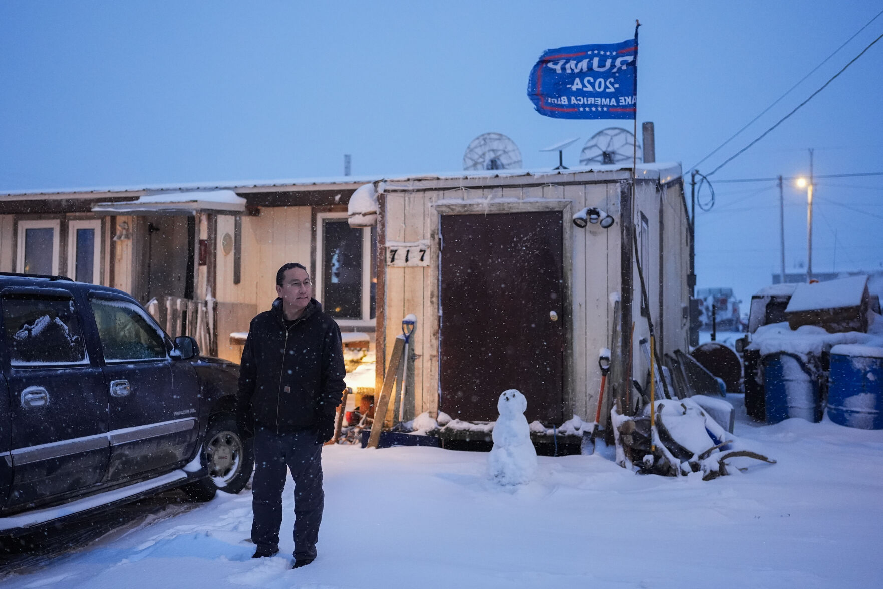 <p>FILE- Charles Lampe, president of the Kaktovik Inupiat Corporation and a city council member, poses for a portrait outside his home, Wednesday, Oct. 16, 2024, in Kaktovik, Alaska. (AP Photo/Lindsey Wasson, File)</p>   PHOTO CREDIT: Lindsey Wasson - staff, ASSOCIATED PRESS