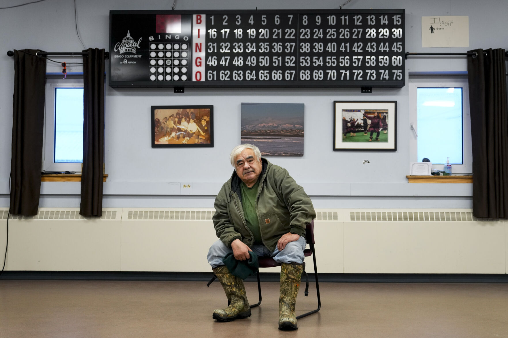 <p>Robert Thompson, an Inupiaq hunter and polar bear guide who opposes oil drilling in the Arctic National Wildlife Refuge, poses for a portrait at the village community center and city hall, Wednesday, Oct. 16, 2024, in Kaktovik, Alaska. (AP Photo/Lindsey Wasson)</p>   PHOTO CREDIT: Lindsey Wasson - staff, ASSOCIATED PRESS