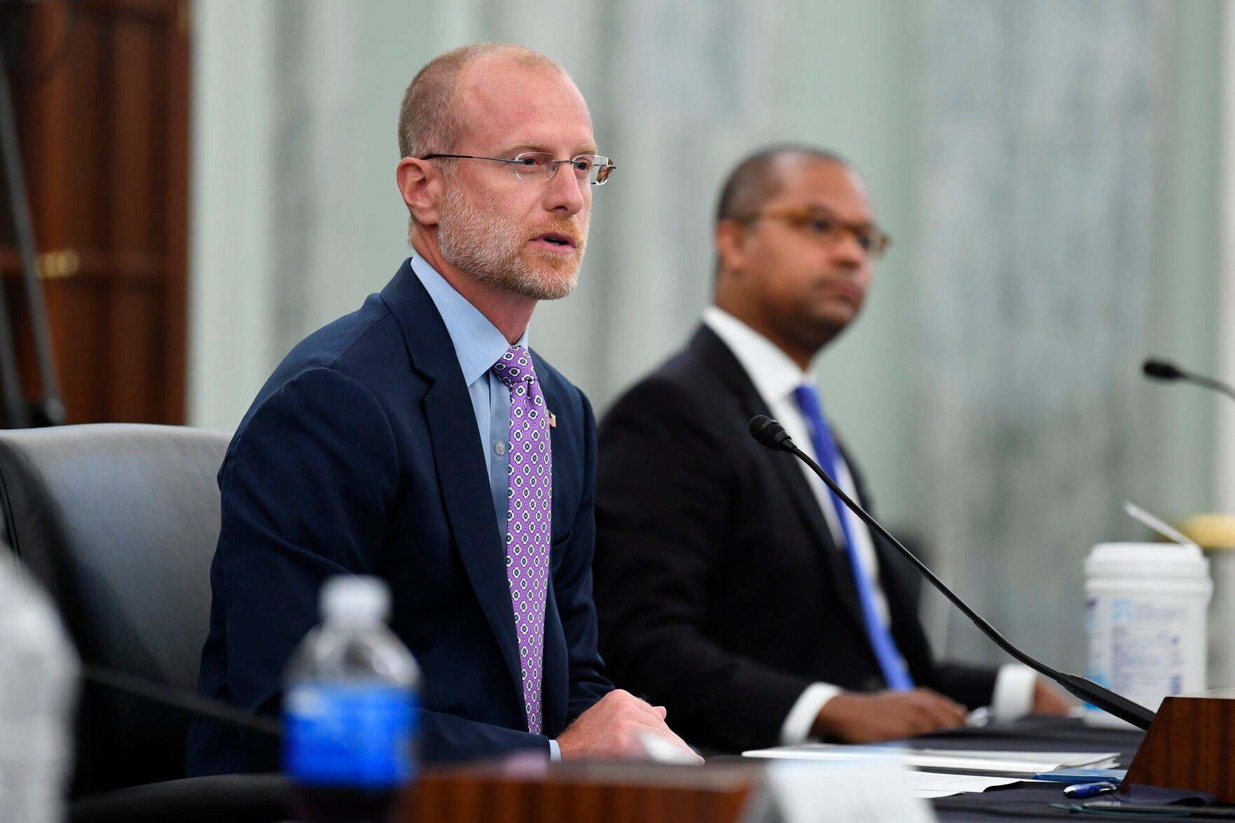 <p>FILE - Brendan Carr answers questions during a Senate Commerce, Science, and Transportation committee hearing to examine the Federal Communications Commission on Capitol Hill in Washington, June 24, 2020. (Jonathan Newton/The Washington Post via AP, Pool, File)</p>   PHOTO CREDIT: Jonathan Newton 