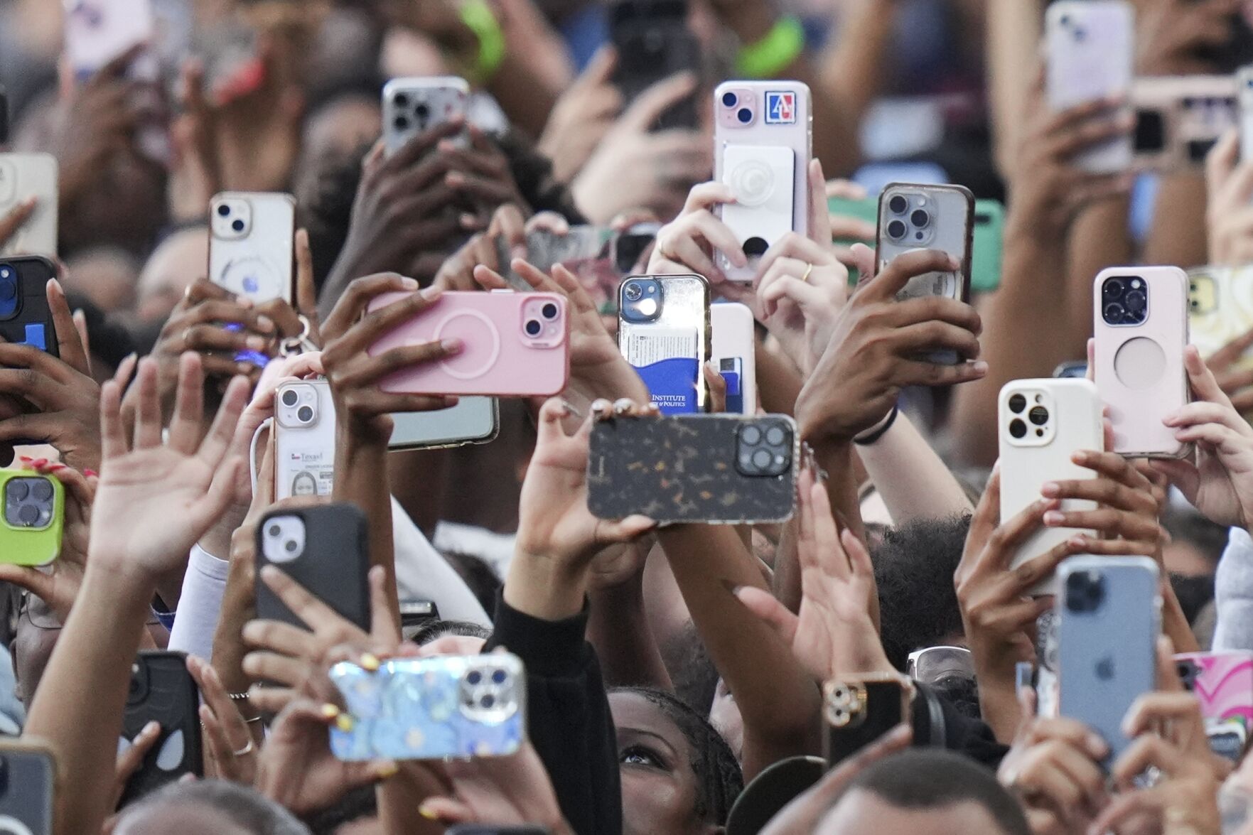 <p>Supporters of Vice President Kamala Harris hold up their phones as she delivers a concession speech for the 2024 presidential election, Wednesday, Nov. 6, 2024, on the campus of Howard University in Washington. (AP Photo/Stephanie Scarbrough)</p>   PHOTO CREDIT: Stephanie Scarbrough