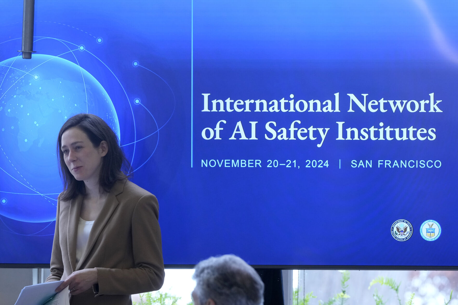 <p>Elizabeth Kelly, Director of the U.S. AI Safety Institute, listens to speakers at the convening of the International Network of AI Safety Institutes at the Golden Gate Club at the Presidio in San Francisco, Wednesday, Nov. 20, 2024. (AP Photo/Jeff Chiu)</p>   PHOTO CREDIT: Jeff Chiu - staff, ASSOCIATED PRESS