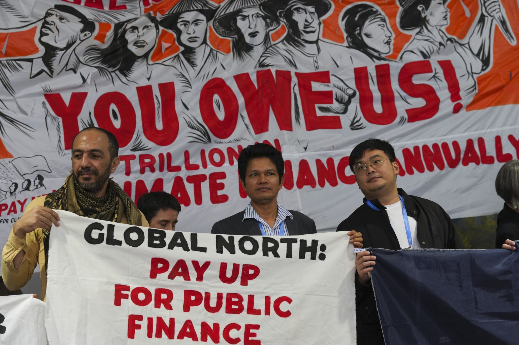 <p>Activists participate in a demonstration for climate finance at the COP29 U.N. Climate Summit, Thursday, Nov. 21, 2024, in Baku, Azerbaijan. (AP Photo/Peter Dejong)</p>   PHOTO CREDIT: Peter Dejong