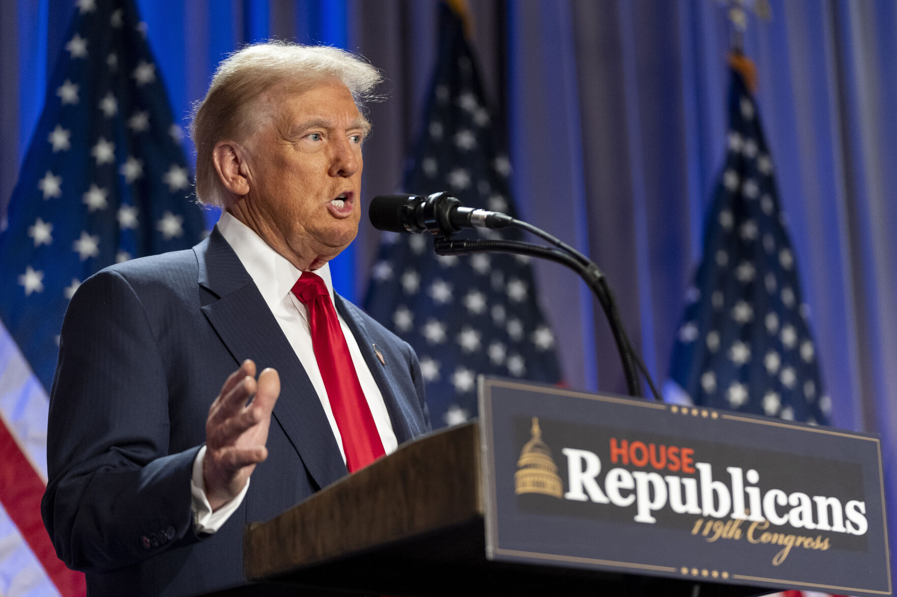 <p>FILE - President-elect Donald Trump speaks at meeting of the House GOP conference, Nov. 13, 2024, in Washington. (AP Photo/Alex Brandon, File)</p>   PHOTO CREDIT: Alex Brandon 