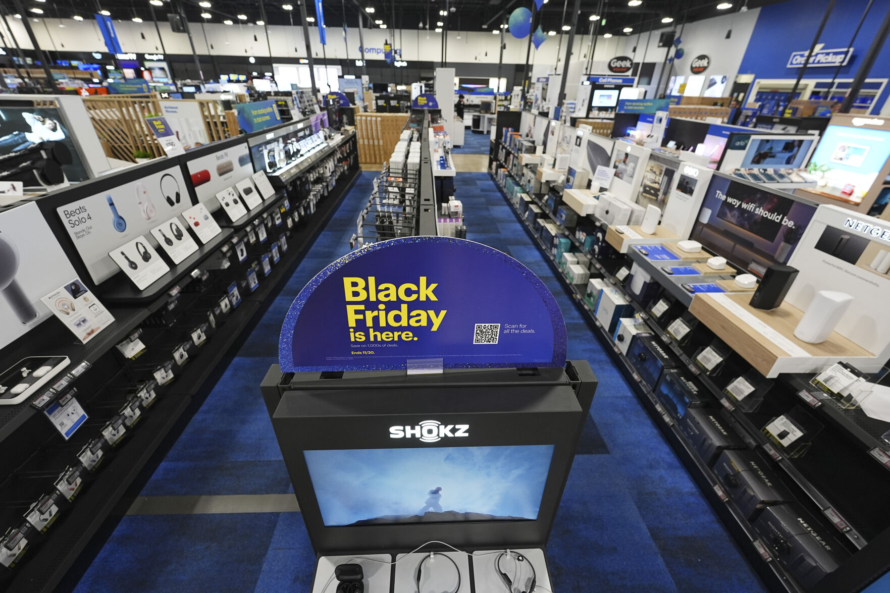 <p>A sign promoting Black Friday is shown in a Best Buy store Thursday, Nov. 21, 2024, in south Denver. (AP Photo/David Zalubowski)</p>   PHOTO CREDIT: David Zalubowski 